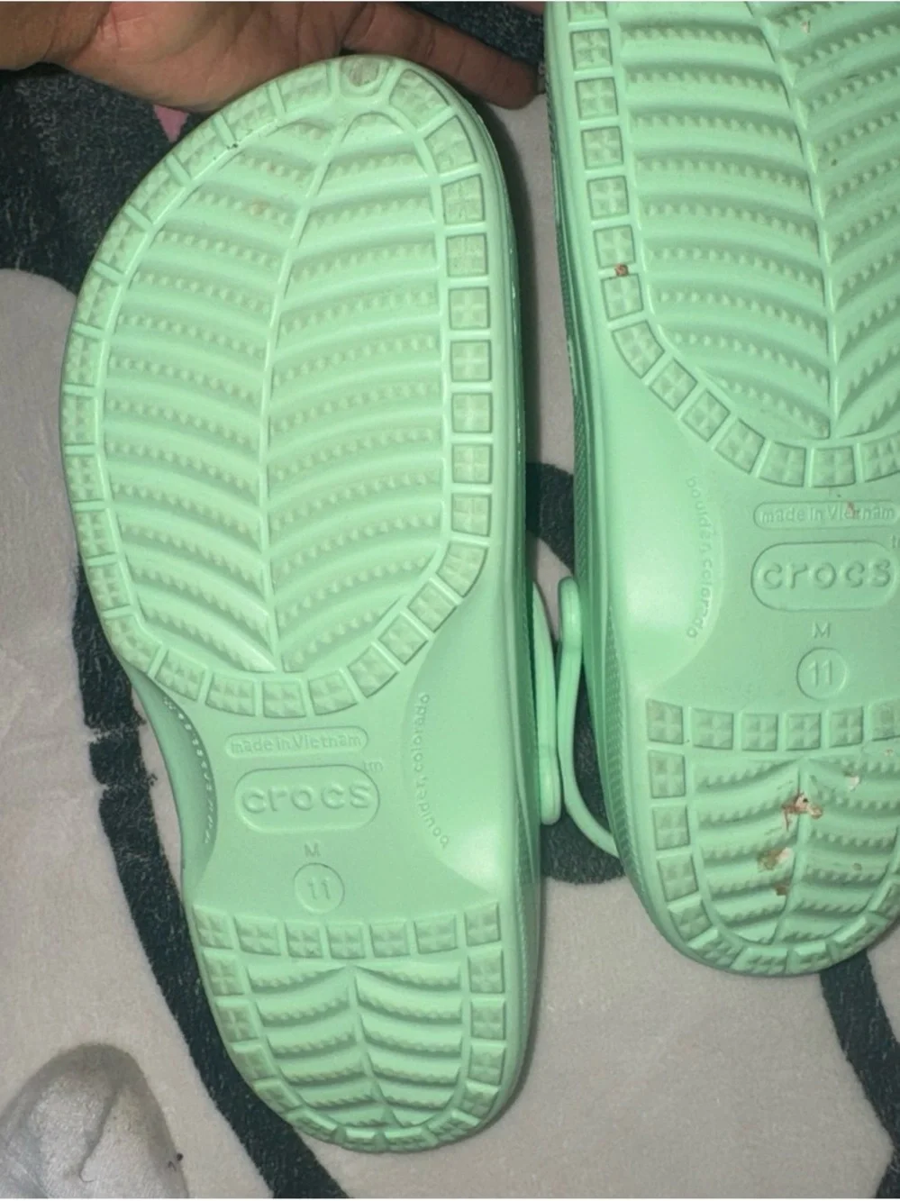 CROCS Mint Green Fuzz-Lined Slip-On Clogs